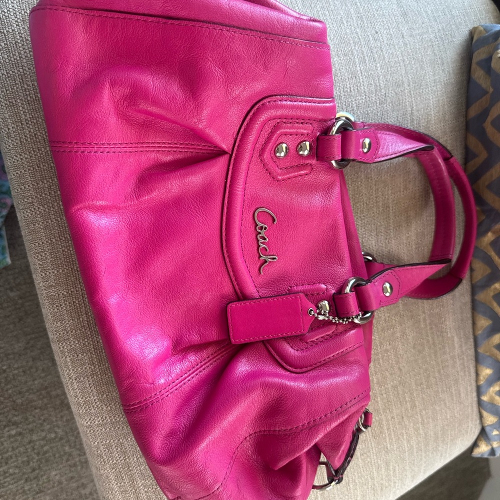 Coach Fuchsia Leather Satchel - Picture 3 of 5